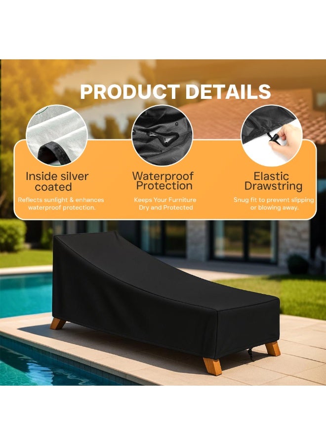TOPIFY Patio Chaise Lounge Cover Waterproof,Outdoor Lounge Chair Covers,Water Resistant Black Chair Cover For Pool Lounge Chairs,Waterproof Outdoor Lounge Chair Covers - Image 4